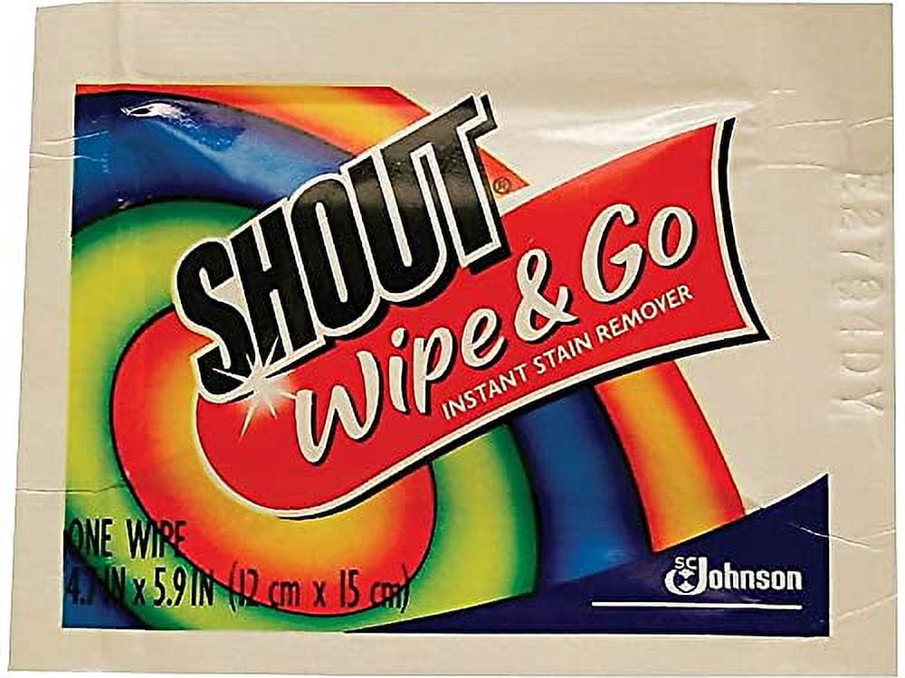 Shout 686661 Wipe & Go Instant Stain Remover, 4.7 x 5.9, 80 Packets/Carton