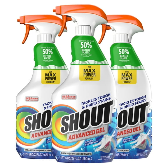 Shout Advanced Acting Gel, Laundry Stain Remover, 22 Ounce (Pack of 3)