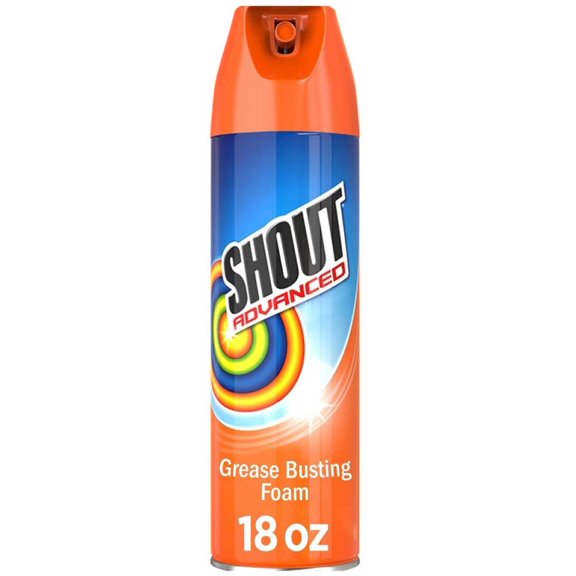 Shout Advanced Foaming Grease and Oil Stain Remover for Clothes, 18 oz