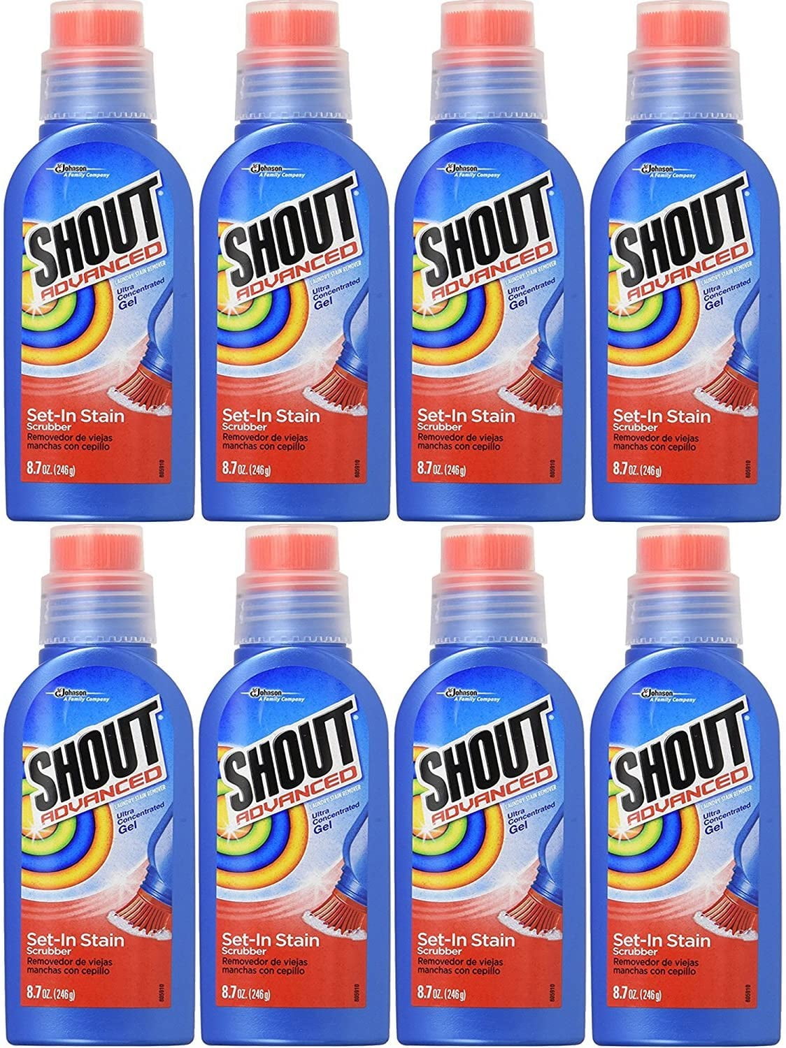Shout Advanced Ultra Concentrated Stain Removing Gel, 8.7 Oz, 8 Pack
