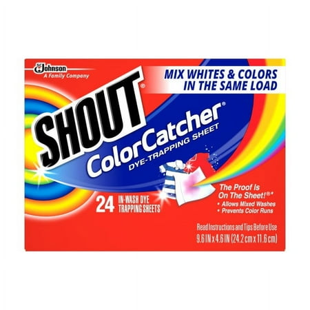 Shout Color Catcher, Dye-Trapping Sheets, 24 Sheets, Pack of 4