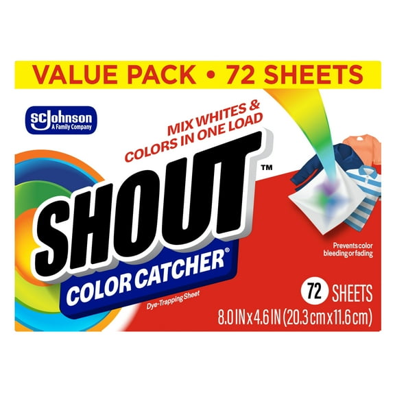 Shout Color Catcher, Dye Trapping Sheets, 72 Sheets, Pack of 2