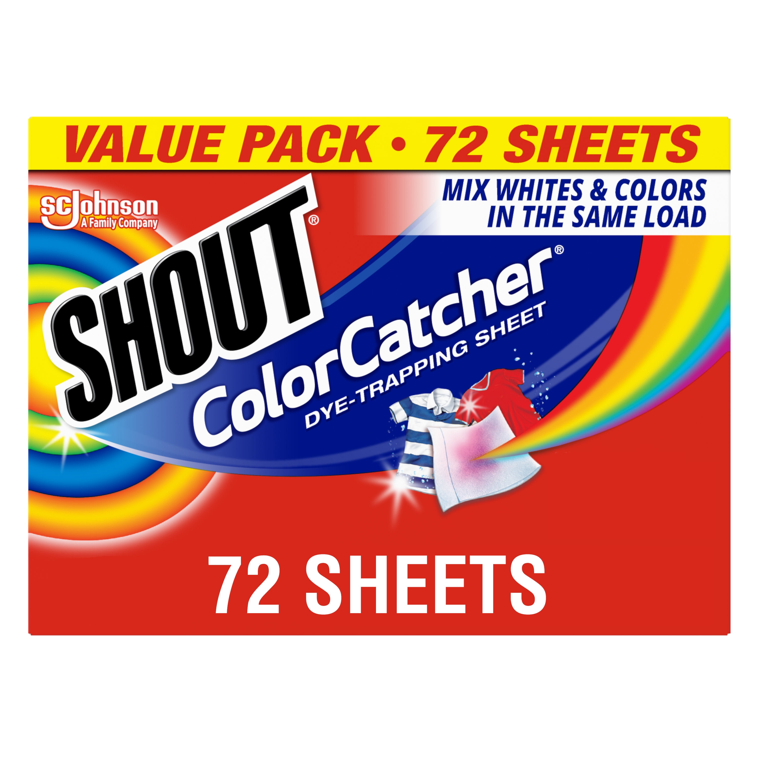 Shout ColorCatcher Dye-Trapping Sheet, In-Wash, Value Pack - 72 sheets