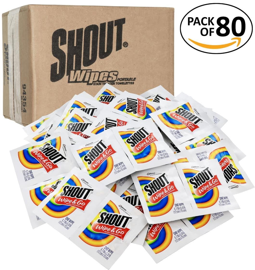 Shout Wipes, Wipe and Go Instant Stain Remover, Laundry Stain and Spot  Remover for On-The-Go, 12 Wipes Per Carton - Pack of 6 Cartons (72 Total  Wipes)