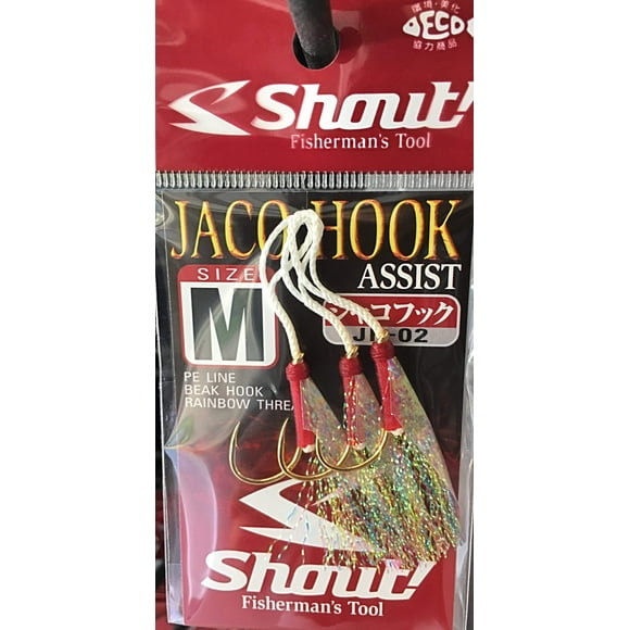Shout! Jaco Hook Rigged Assist Rainbow Fishing Hook JH02  JH03 (Glow)
