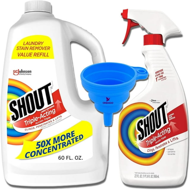 Shout Stain Remover Refill, Triple-Acting Spot Treatment 60 Ounce and ...