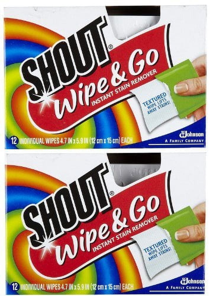 Shout Stain Remover Wipes, 12 Count, 2 Pack