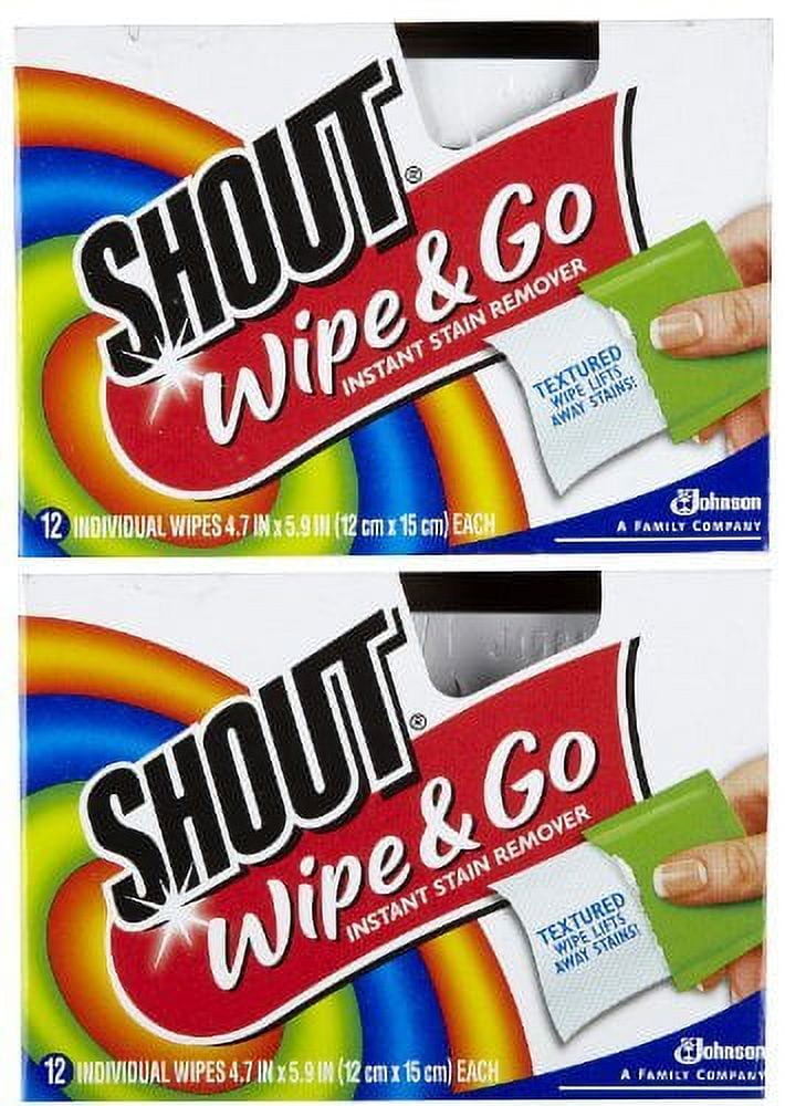 Shout Wipe and Go Instant Stain Remover, for On-The-Go Laundry Stains, 12  Count, 6 Pack, 72 Total Wipes 