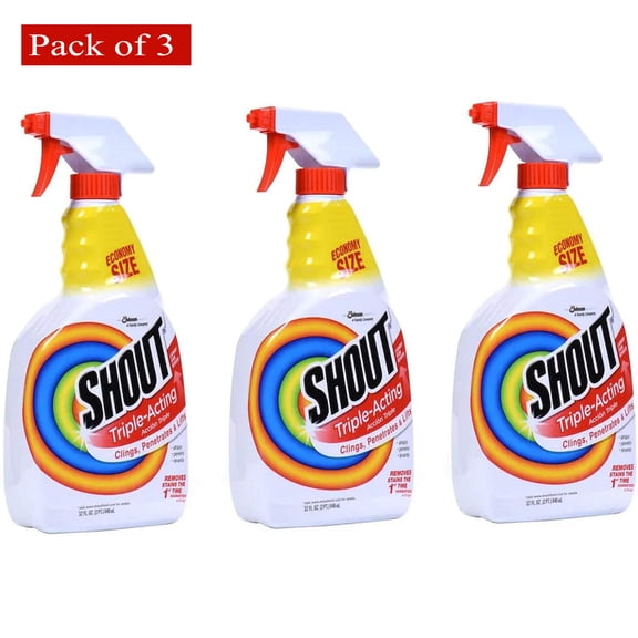 Shout TripleActing Laundry Stain Remover, Everyday Stain Remover, 32 oz (Pack of 3, Value Pack)