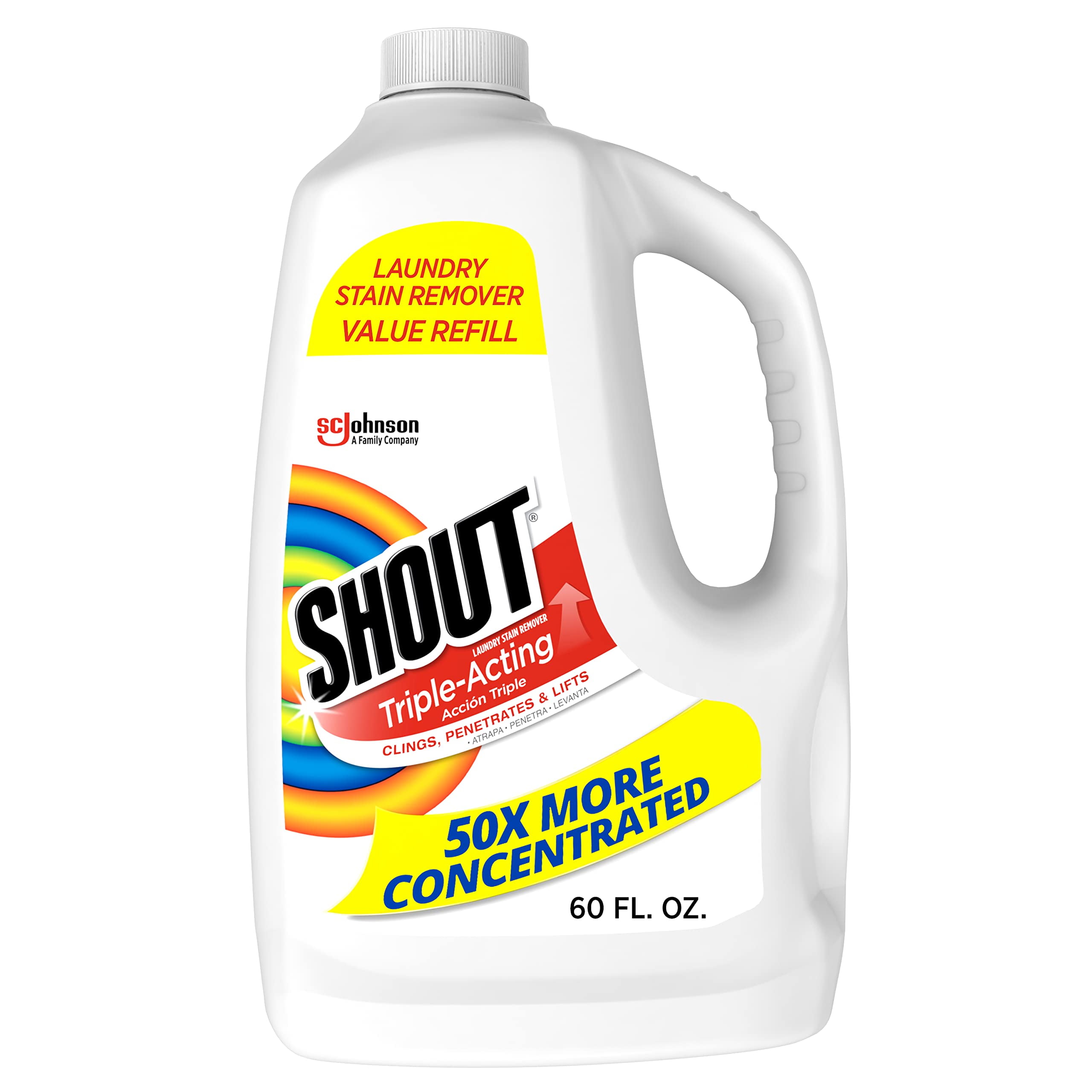 Shout Triple-Acting Laundry Stain Remover For Everyday Stains Liquid Refill, 60 Fl Oz