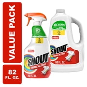 Shout Active Enzyme Laundry Stain Remover, Triple-Acting Formula Clings, Penetrates, and Lifts 100+ Types of Everyday Stains – 22 fl oz Trigger Spray with 60 fl oz Refill