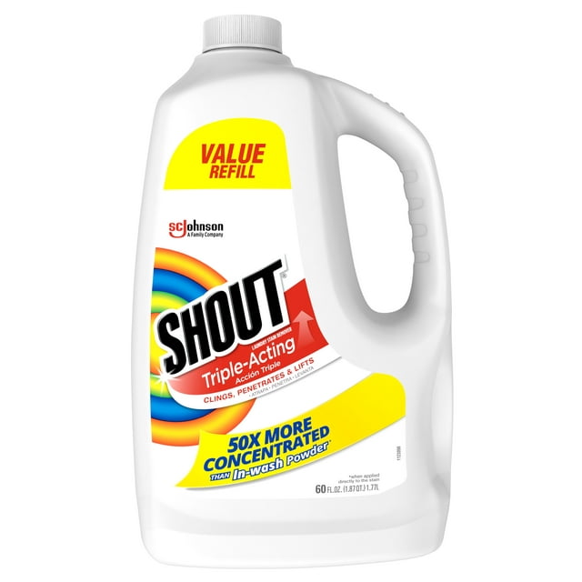 Shout Triple-Acting Refill, Laundry Stain Remover, 60 Ounce
