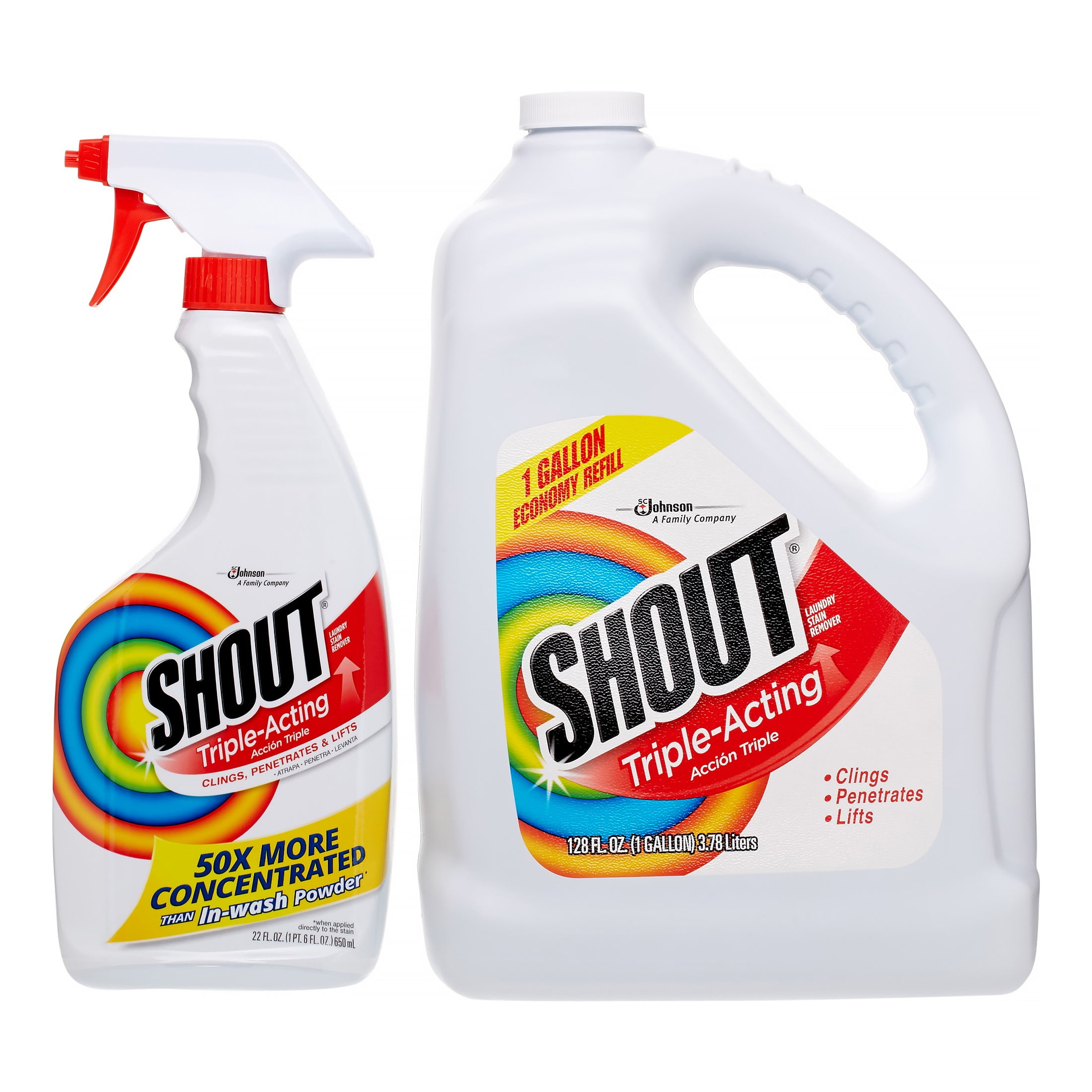 Shout Triple-Acting Laundry Stain Remover Spray Bottle for