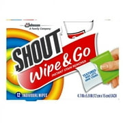 Shout Wipe & Go, Instant Stain Remover, 12 Wipes, Pack of 2