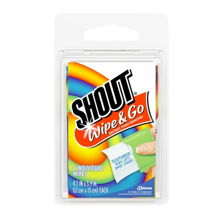 Shout Wipe & Go, Instant Stain Remover, 4 Wipes