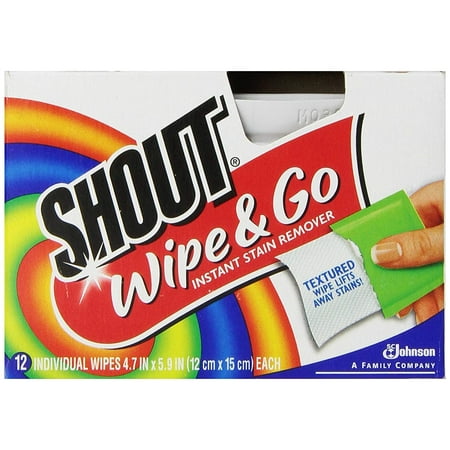 Shout Wipe & Go Instant Stain Remover Wipes, 12 CT (12 Packs of 12)