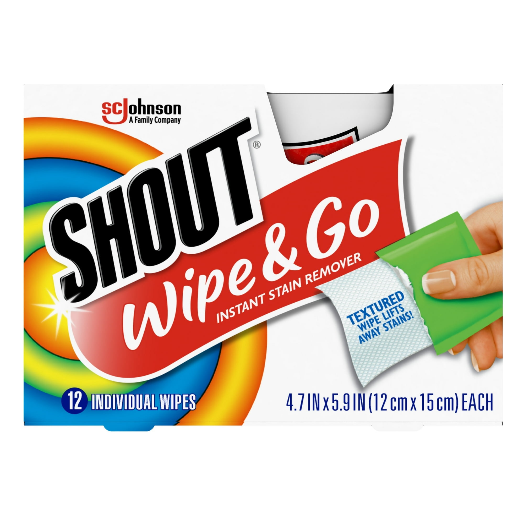 Shout Wipe & Go, Laundry Instant Stain Remover, 12 Wipes 1 Count