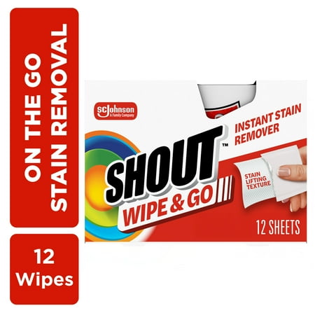 Shout Wipe & Go, Laundry Instant Stain Remover, 12 Wipes
