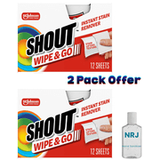 Shout Wipe & Go, Laundry Instant Stain Remover, 12 Wipes