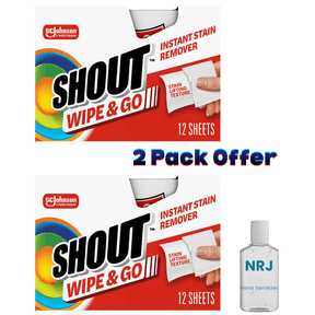 Shout Wipe & Go, Laundry Instant Stain Remover, 12 Wipes