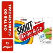 Shout Wipe & Go, Laundry Instant Stain Remover, 12 Wipes