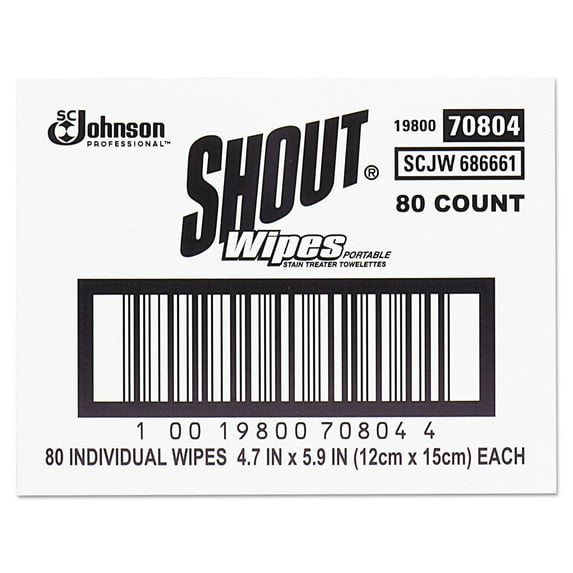 Shout Wipe & Go Stain Remover Wipes, 80 Count