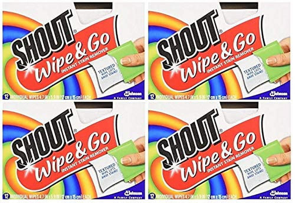 Shout Wipes, Portable Stain Treater Towelettes - 12 Ea