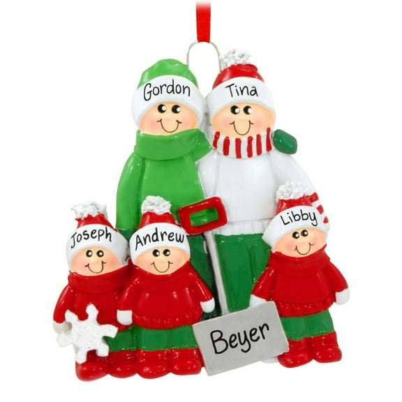 Shovel Family 5 Personalized Christmas Ornament DO-IT-YOURSELF