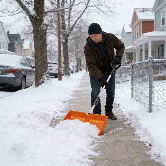 Shovel for Snow Removal - 48.5in Heavy-Duty Plastic Snow Shovel with Removable D-G Handle - Wide Push Design for Truck Snow Removal & Farm Use,Winter Maintenance & Outdoor Activities