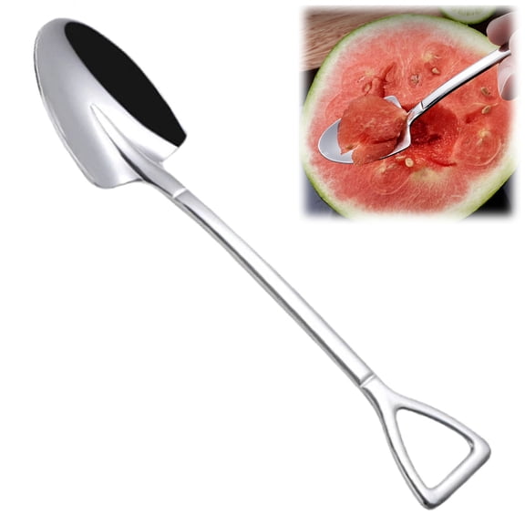 Shovel Spoons for Desserts, Watermelon Spoons, Mini Shovel Shaped Stainless Steel Dessert Spoon, Creative Small Coffee Tea Scoop, Lightweight Washable Small Dessert Scooping 1Pcs