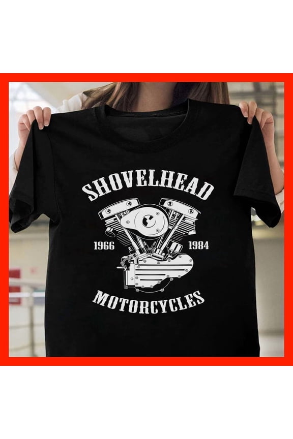 Shovelhead Motorcycles T-Shirt - Vintage V-Twin Engine 1966-1984 Classic Biker Gear T1502, Softstyle for Unisex, Inclusive Sizing to 5XL
