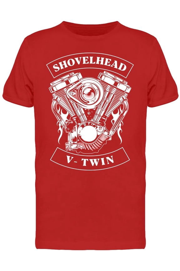 Shovelhead V-twin Engine T-Shirt Men -Image by Shutterstock, Male Large