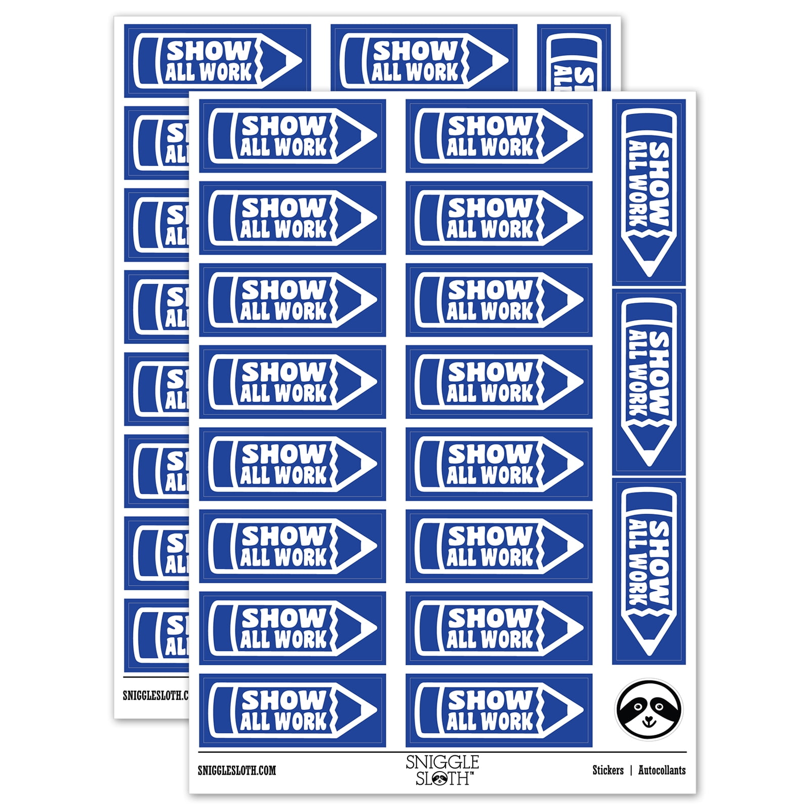 Show All Work Pencil School Teacher Sticker Set - Dark Blue - Gloss ...