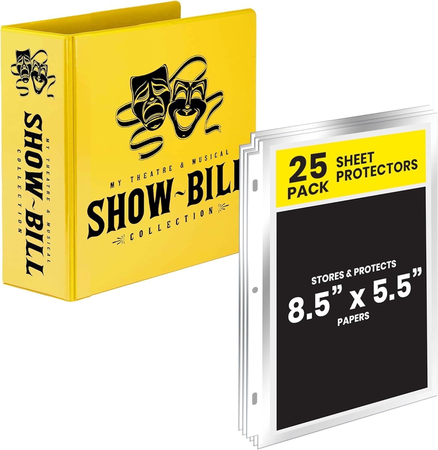 Show-Bill D-Ring Binder for Broadway and Theatre Show-Bills, Comes with 25 Sheet Protectors to Hold and Organize All Your Stage Collections