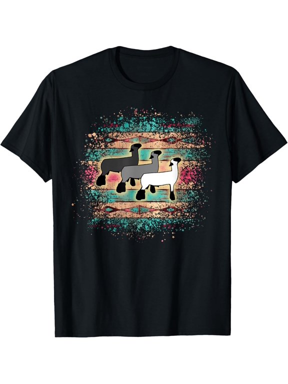 Show Club Lamb Turquoise and Pink Aztec Inspired Pattern T-Shirt