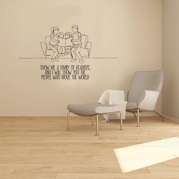 Show Me A Family Of Readers And I Will Show You The People Who Move The World- Reading Quotes Reading Hobby Vinyl Wall Art Sticker Decal Home Library Area Reading Corner Boy Girl Kid Size(22x30 inch)