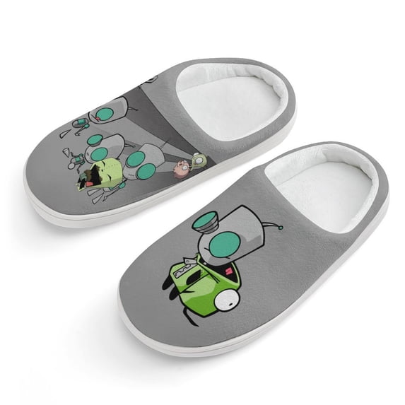 Show Invader Zim Gir Kid's Cotton Slippers Winter Warm Soft Plush Slippers with Rubber Sole Non-Slip Indoor Outdoor Slip on Shoes Fluffy House Slippers For Boys Girls Teen