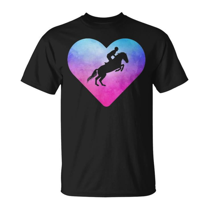Show Jumping Horse Riding Graphic Tee Unisex Adult Cotton Shirt for Women and Girls Equestrian Lovers Casual Wear Gift, Size 5XL, Color Black