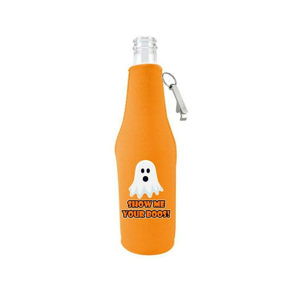 Show Me Your Boos! Beer Bottle Coolie With Opener (Orange)