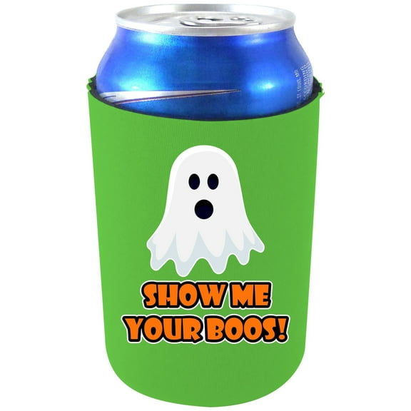 Show Me Your Boos! Neoprene Collapsible Can Coolie (Bright Green)