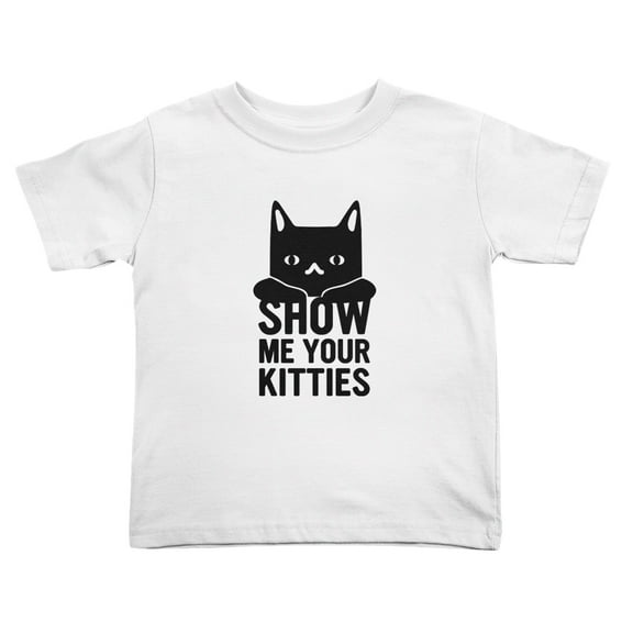 Show Me Your Kitties Cat Cute Toddler T-Shirts for Boys Girls (White, Youth S)
