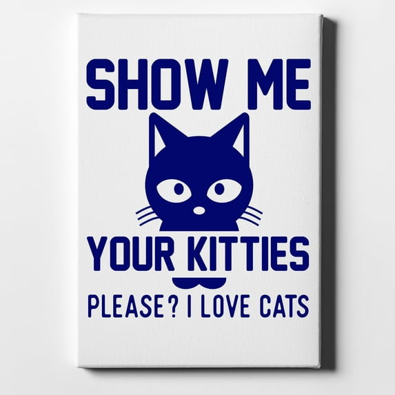 Show Me Your Kitties Love Cats - 11" x 14" - Decorative Canvas Wall Art - White Edge - 5/8" Gallery Wrapped