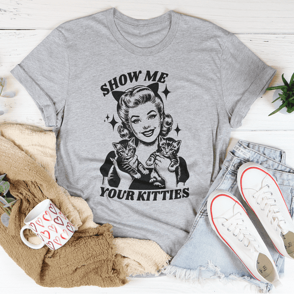 Show Me Your Kitties Tee Heather Prism Peach S Peachy Sunday T-Shirt