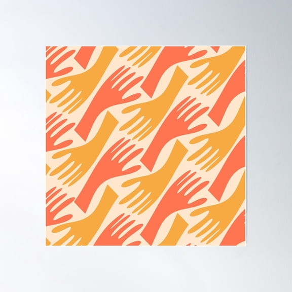 Show Of Hands Retro Modern Abstract Pattern Mustard Orange Poster Wall Art, Modern Wall Decor For Living Room Bedroom, 30x30 UNFRAMED