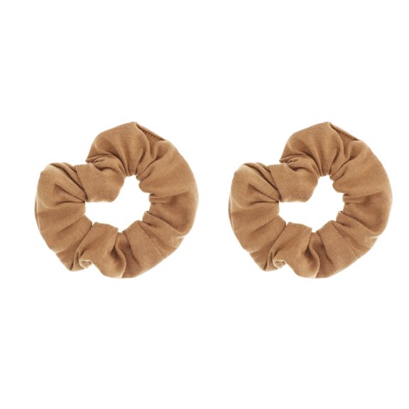 Show Your School Spirit! Set of 2 Soft & Stretchy Solid Hair Scrunchies for Women & Girls - Light Brown, One Size Fits All, Perfect for Football, Volleyball, Cheerleaders, and Team Colors