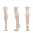 thumbnail image 1 of No Show Socks Womens, Fall Winter Women Striped Solid Color Thickening Knit Over-the-Knee Stockings New Running Socks Womens Style B-60 Beige One Size, 1 of 4