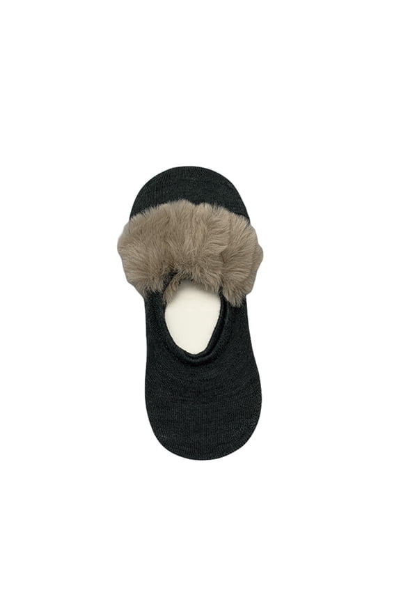 No Show Socks for Womens Loafer Socks Liner Socks with Plush Fur Decoration Cotton Ultra Low Cut Non Slip Invisible Socks for Flats Boat Shoe Liners with Non Slip Grip