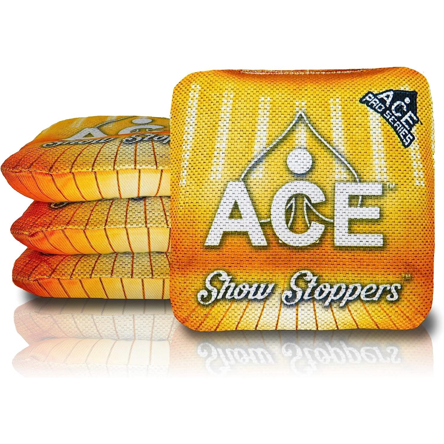 ACA Synergy Pro Dual Sided Cornhole Bags - Pittsburgh Yellow Design, Set Of 4 All-Weather Resin Filled Bags