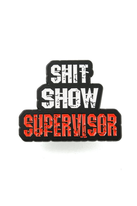 Show Supervisor Alloy Badges Word Enamel Pins for Suit Shirt Collar Black White 24.5x30x1.5mm