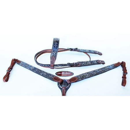 Show Tack Bridle Western Leather Rodeo Headstall Breast Collar 8507